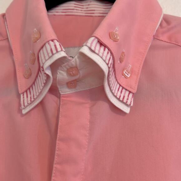 Doramafi Men’s XL Bubble Gum Pink LS Triple Collar Pearl Button Dress Shirt - Picture 5 of 9